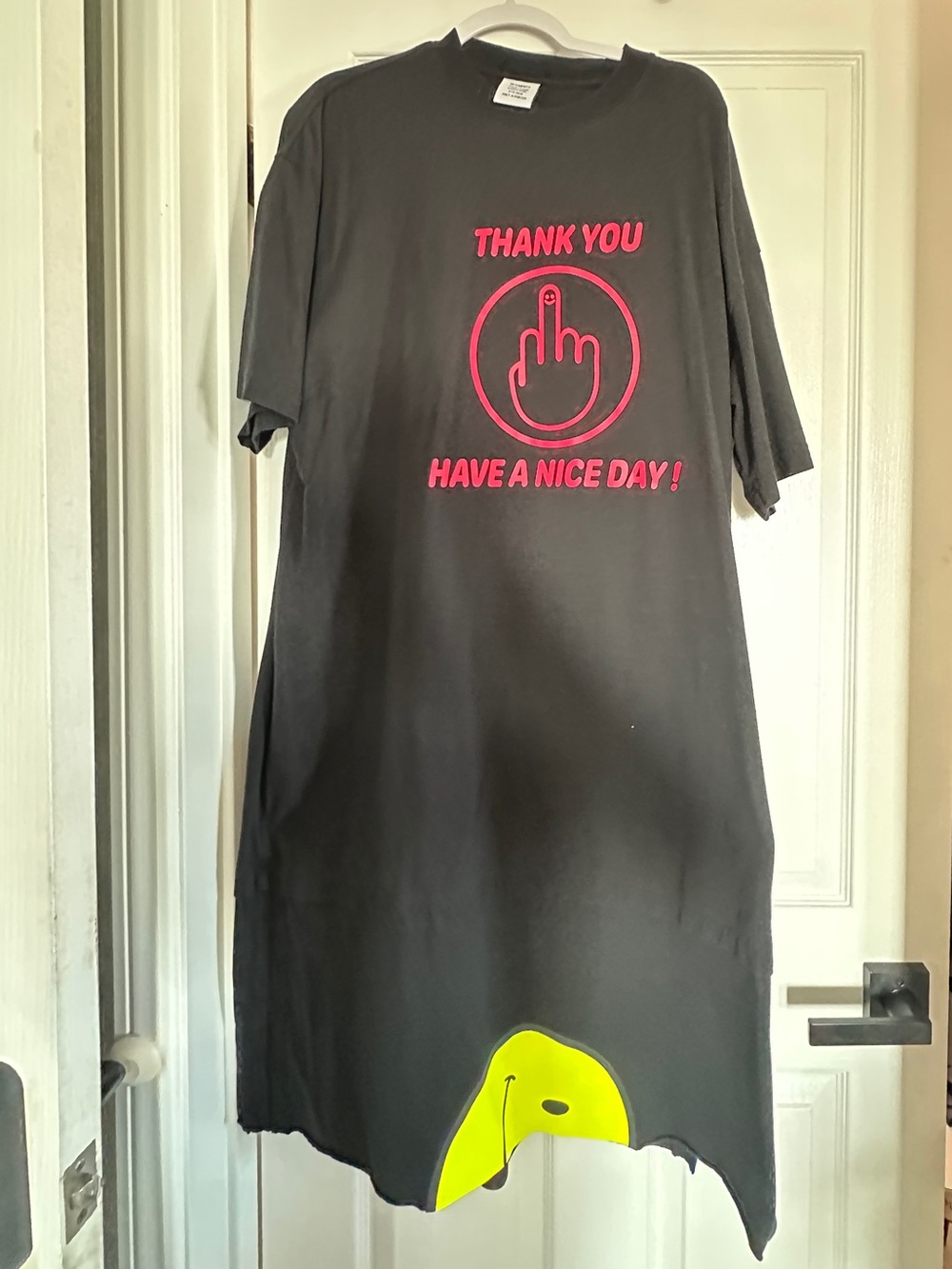 Vetements Black Midi Graphic Dress with Pink and Neon Yellow Accents
